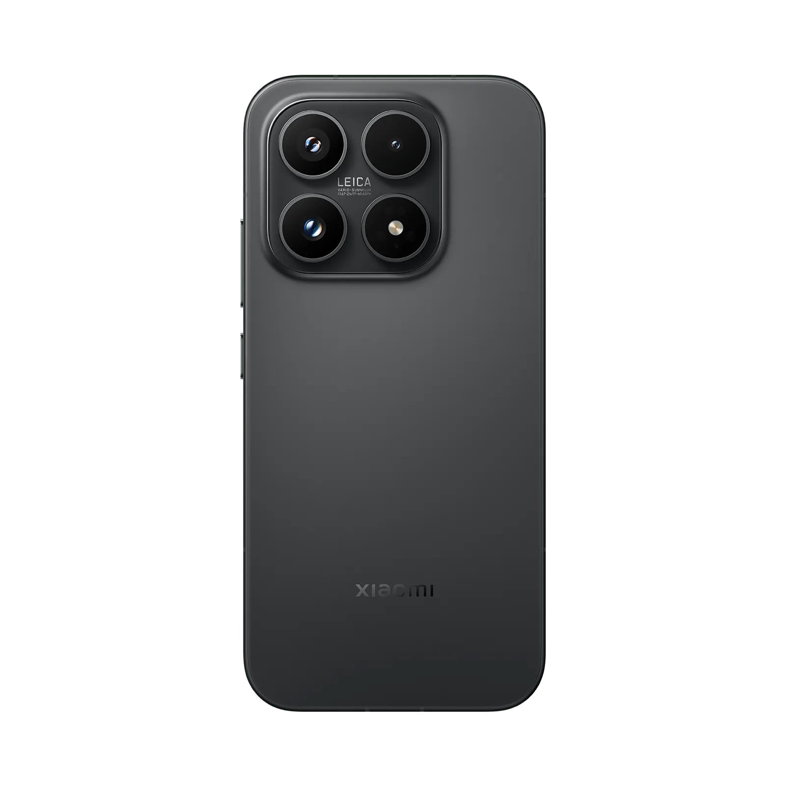 Rear view of the black Xiaomi 17 showing its square Leica camera module